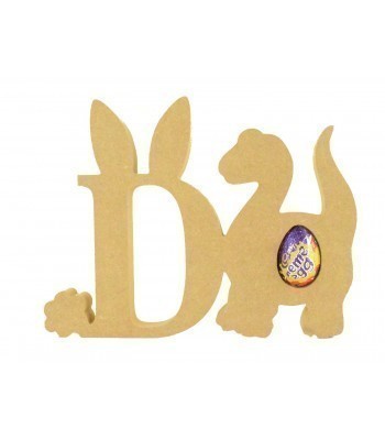 18mm Freestanding wooden Easter Rabbit Letters with Creme Egg Holder Dinosaur - BT NEWS - 200mm Height